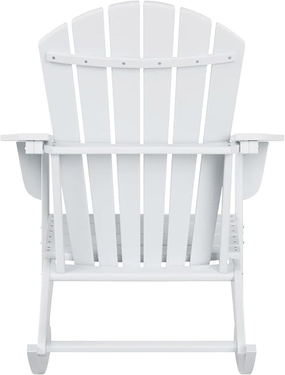 WestinTrends Dylan Outdoor Patio Poly Plastic Adirondack Rocking Chair, White