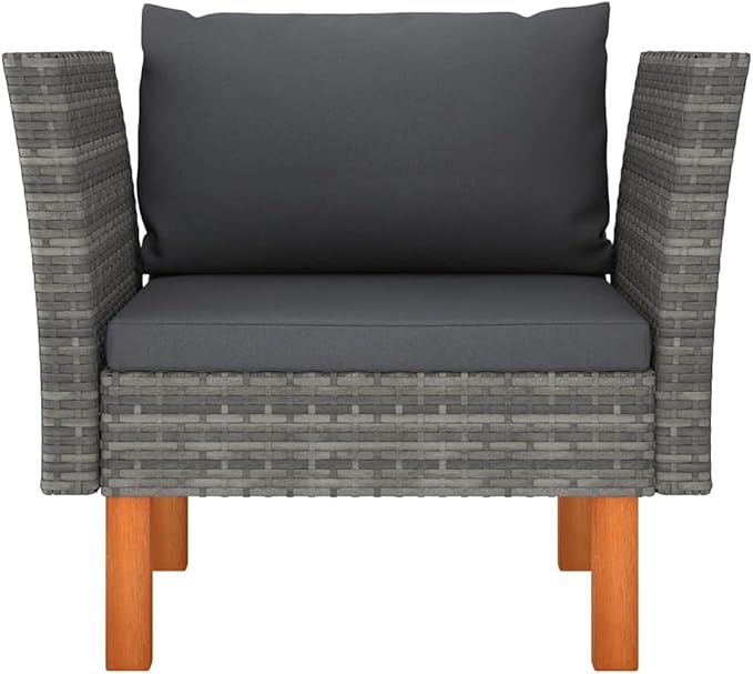 Poly Rattan Furniture,Wicker Furniture,Lightweight Structure,With Comfortable Removable Cushion,Outdoor Sofa/Bench,Solid Wood Legs,Garden, Backyard,Garden Sofa Poly Rattan and Solid Eucalyptus Wood