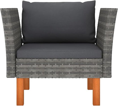 Poly Rattan Furniture,Wicker Furniture,Lightweight Structure,With Comfortable Removable Cushion,Outdoor Sofa/Bench,Solid Wood Legs,Garden, Backyard,Garden Sofa Poly Rattan and Solid Eucalyptus Wood