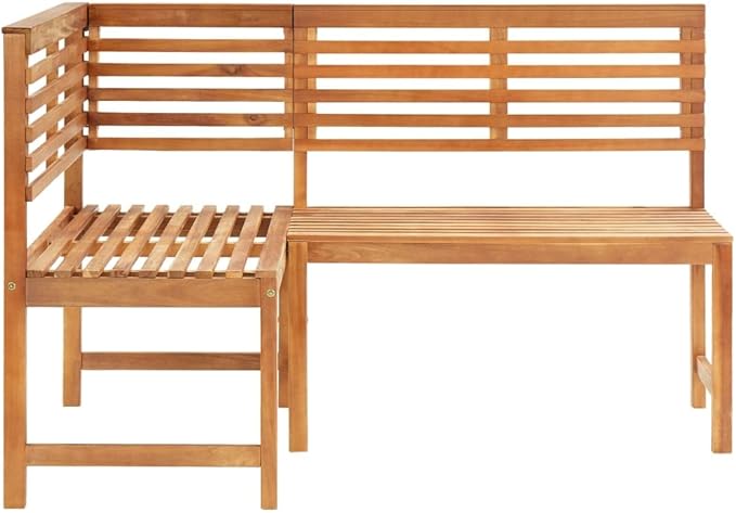 Patio Corner Bench, Vintage Garden Wooden Bench, Bench with Backrest, Garden Furniture Bench for Patio, Garden, Yard, Lawn,55.1" Solid Acacia Wood