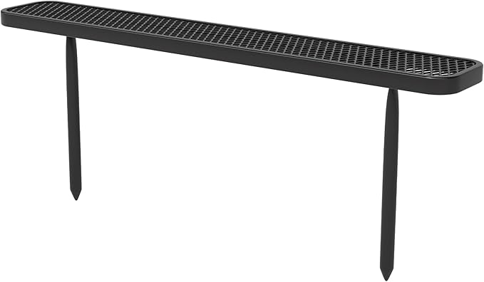 72" L Outdoor Bench, 6FT Heavy Duty Metal Park Bench for Outside, Inground Mounted, Commercial Benches Mesh Bench for Shopping Mall, Store, Lawn, Park, Patio, Deck, Garden (Black Inground)