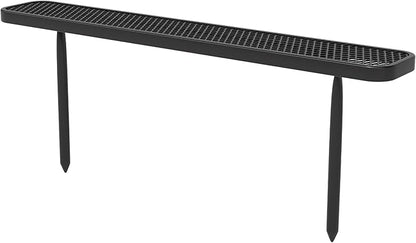 72" L Outdoor Bench, 6FT Heavy Duty Metal Park Bench for Outside, Inground Mounted, Commercial Benches Mesh Bench for Shopping Mall, Store, Lawn, Park, Patio, Deck, Garden (Black Inground)
