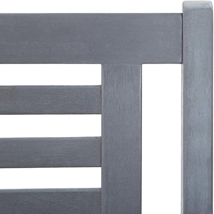 Grey Solid Eucalyptus Wood 2-Seater Garden Bench with UV Resistant Finish and Easy Maintenance for Outdoor Patio Seating