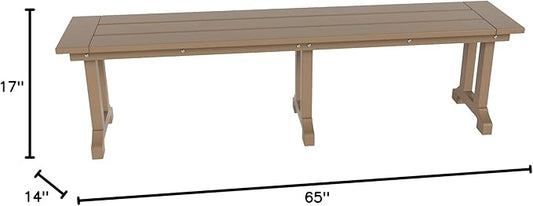WO WESTIN OUTDOOR HDPE Laguna Trestle 65" Bench,Weathered Wood