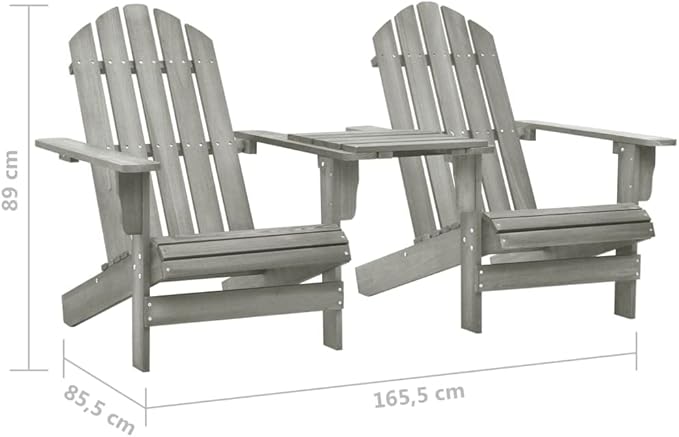 Grey Solid Fir Wood Adirondack Chair, Durable Outdoor Seating for Patio Garden Balcony - Photo 2