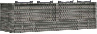 Outdoor Garden Bed 78.7x23.6 in Grey PE Rattan Lounge Chair with Adjustable Armrests, 3-Person Patio Poolside Daybed for Sunbathing