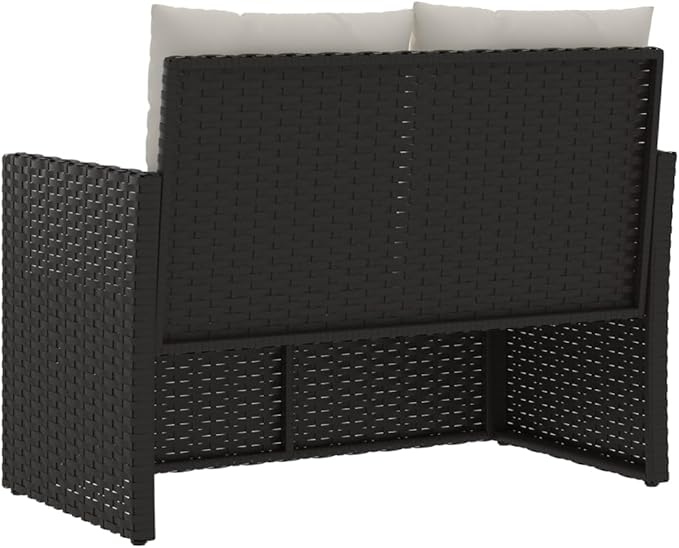 Garden Bench Deck Bench Patio Bench with Cushions Black 41.3" Poly Rattan - Photo 6