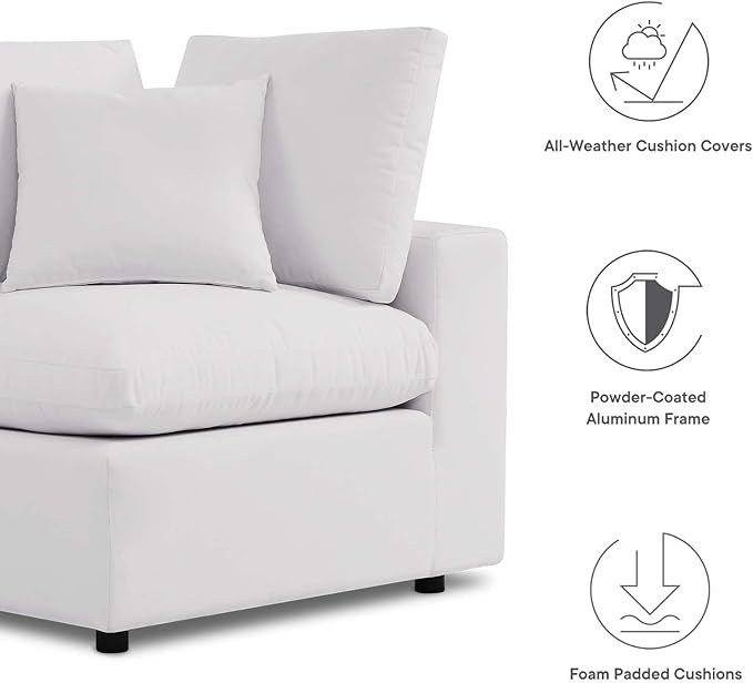 Modway Commix Outdoor Patio Overstuffed Loveseat in White - Photo 10