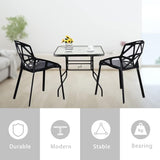 32in Outdoor Table Patio Dining Table Outdoor Dining Table with Umbrella Hole Square Tempered Glass for Yard Bistro - Photo 4