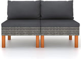 2-Piece Grey Outdoor Sectional Sofa Set, 25.4" x 23.8" Modern Poly Rattan Patio Couch with Removable Cushions - Photo 2