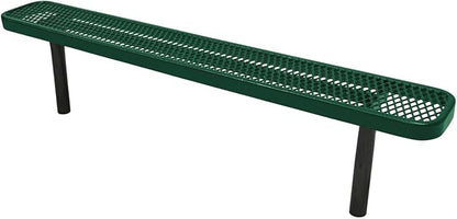 COATEDOUTDOORFURNITURE Coated Outdoor Furniture Heavy-Duty Outdoor Bench Thermoplastic Coated, Expanded Metal, Commercial-Grade Seating, Made in America (Inground Without Back, 6 Ft, Textured Green)