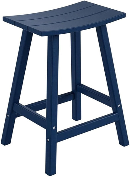 Costaelm 24" Height Outdoor Bar Stools, All-Weather Bar Stools, Adirondack Poly Patio Bar Stool for Patio, Deck, Kitchen Counter and Garden, Navy Blue