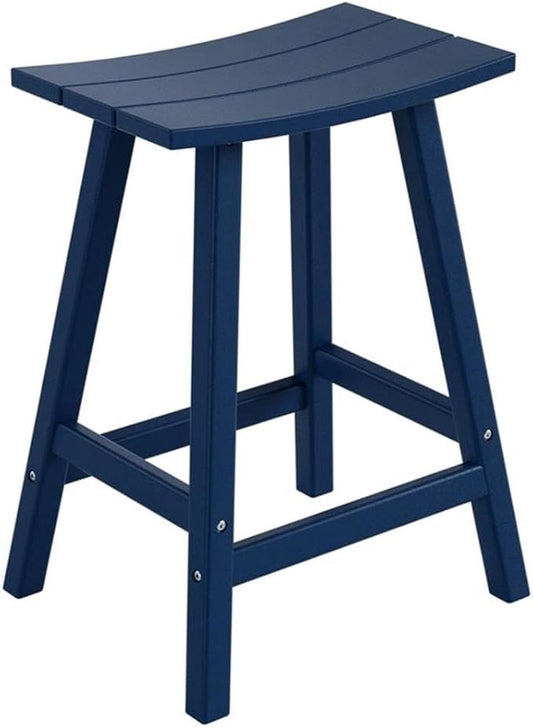 Costaelm 24" Height Outdoor Bar Stools, All-Weather Bar Stools, Adirondack Poly Patio Bar Stool for Patio, Deck, Kitchen Counter and Garden, Navy Blue