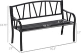 Metal Garden Bench for Outdoor Patios and Lawns, 50 Inch Park-Style Seating with Slatted Backrest and Smooth Armrests - Photo 3