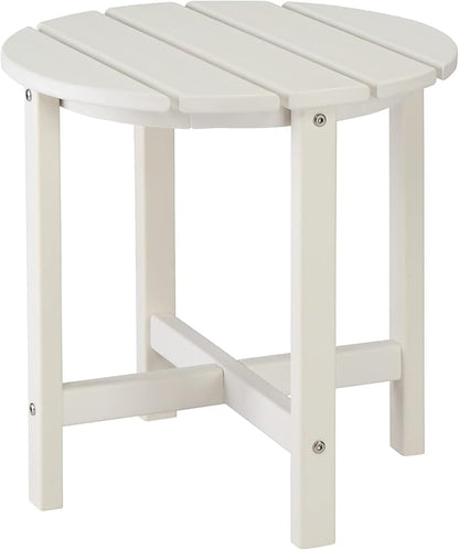 Vasitelan Patio Adirondack Side Table, Double Outdoor Side Table, Poly Lumber end Table, Weather Resistant for Indoor, Patio, Pool, Porch (White)