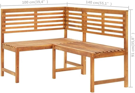Patio Corner Bench, Vintage Garden Wooden Bench, Bench with Backrest, Garden Furniture Bench for Patio, Garden, Yard, Lawn,55.1" Solid Acacia Wood