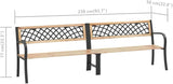 94 in Brown Fir Wood Outdoor Garden Bench, 2-Seat Patio Seating with Steel Frame - Photo 2
