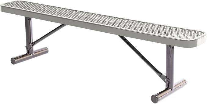 COATEDOUTDOORFURNITURE Heavy-Duty Portable Outdoor Bench Thermoplastic Coated, Expanded Metal, Commercial-Grade Seating, Made in America (Portable Without Back, 6 Ft, Textured Grey)