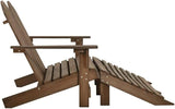 Brown Solid Fir Wood 2-Seater Garden Adirondack Chair with Ottoman, Detachable Outdoor Patio Furniture for Relaxing - Photo 4