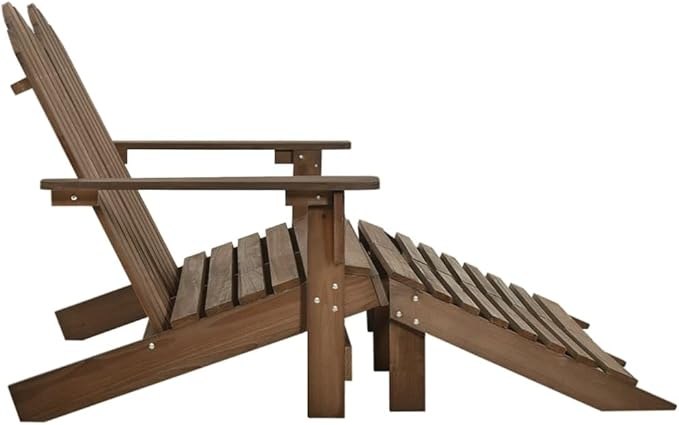 2-Seater Adirondack Garden Chair with Ottomans, Solid Fir Wood Patio Bench - Photo 4