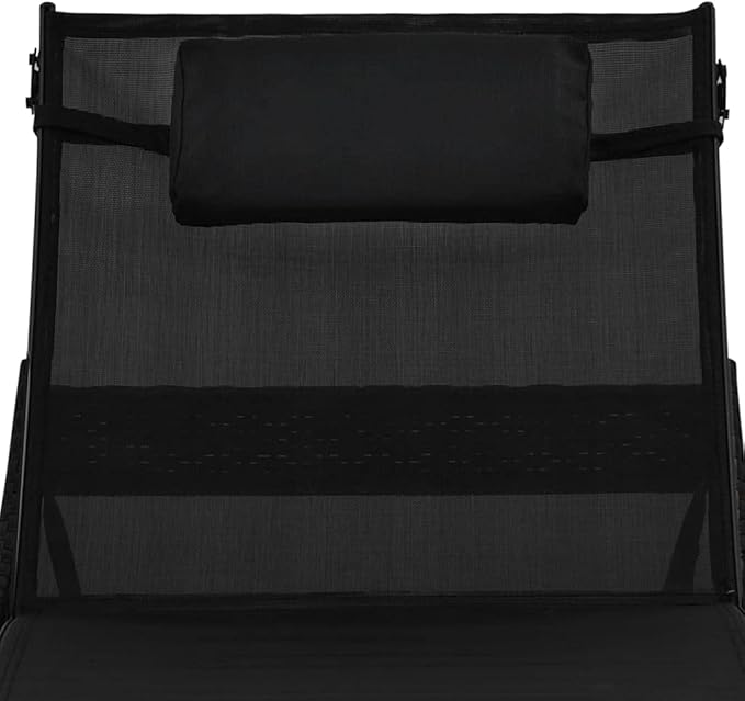 Black PE Rattan Outdoor Chaise Lounge, Adjustable Backrest 27.6"x83.9"x36", Weather-Resistant Textilene Cushion, Matte Finish Sunbathing Recliner for Patio Poolside Garden Terrace
