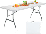 S AFSTAR 6FT Plastic Folding Tables, Indoor Outdoor Heavy Duty Camping Table with Carry Handle, 330 LBS Load Capacity - Photo 1