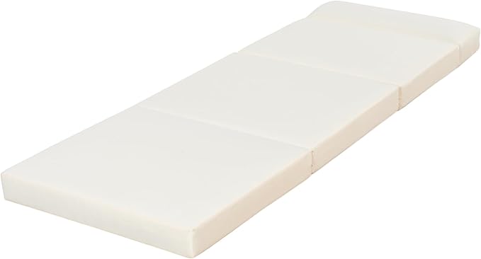 Merax, Beige Outdoor Chaise Lounge Headrest, Patio Reclining Chair Cushions with 4-Fold Design for Lawn, Pool and Beach, 27” W x 76.75” D x 4.00” H