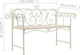 Garden Bench Antique White Metal, 52 inch Wide Outdoor Seating, Decorative Scroll Pattern - Photo 2