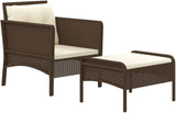 2-Piece Patio Lounge Set with Cushions Brown Poly Rattan Outdoor Furniture Set for Garden Balcony Porch - Photo 3