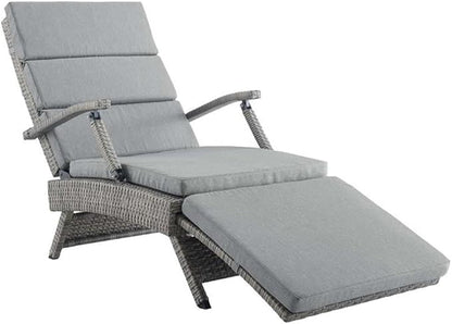 Modway Envisage Outdoor Patio Wicker Rattan Chaise Lounge in Light Gray Gray