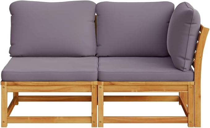 2-Piece Outdoor Sectional Sofa Set Acacia Wood Frame 28.7x28.7x25.6 in Dark Grey Washable Cushions Modular Conversation Couch for Patio Balcony Garden Backyard