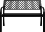 Black Steel Garden Bench 47 Inches Wide Durable Outdoor Seating for Patio Backyard Modern Design Comfortable Two Person - Photo 5
