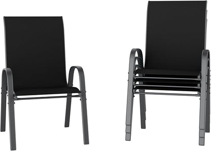 UDPATIO Patio Chairs Set of 4, Stackable Outdoor Dining Chairs for All Weather, Outdoor Furniture with Breathable Textilene Fabric, 350LBS Capacity, for Garden, Backyard, Deck (Black)