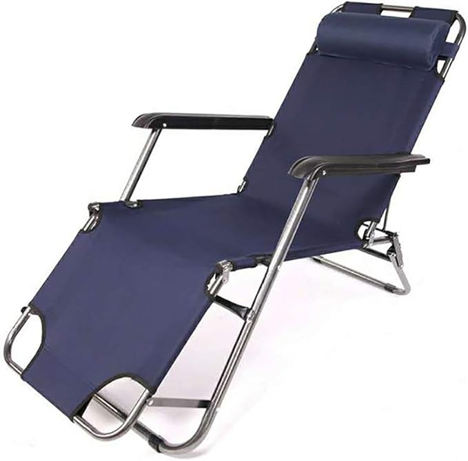 Patio Lounge Chair, Portable Folding Outdoor Patio Lounge Chairs Sun Pool Lawn Chaise with Pillow for Outdoor Camping - Photo 1