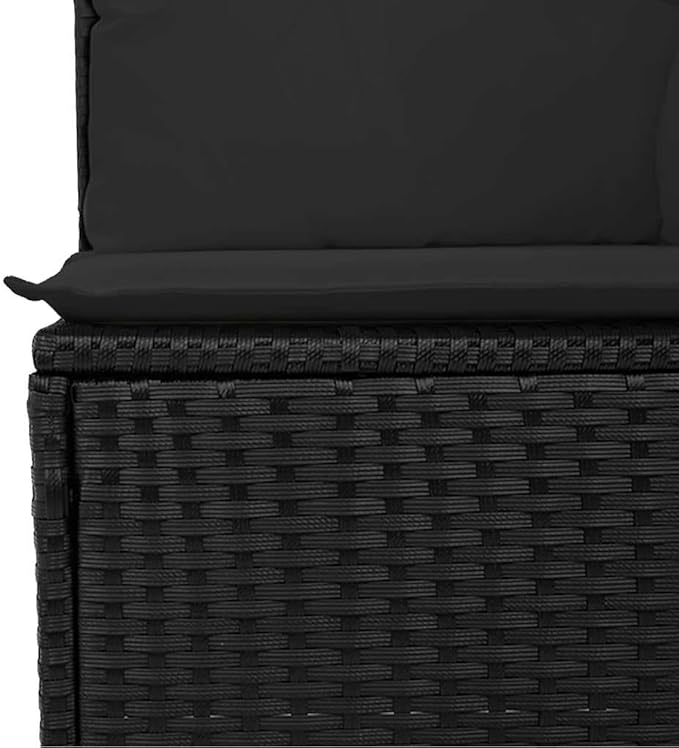 vidaXL Garden Chair Armless with Cushions Black Poly Rattan - Photo 9