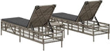 Sun Lounger Set of 3 Grey PE Rattan Standard with Adjustable Backrest and Removable Cushion Covers - Photo 5