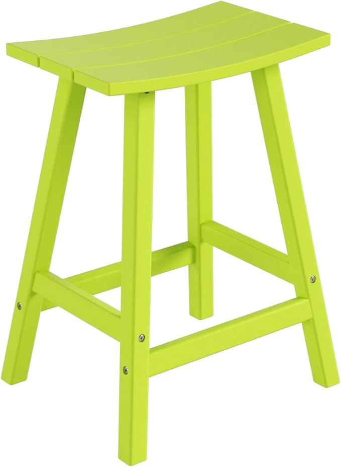 WestinTrends Malibu 24 Inch Outdoor Bar Stools, All Weather Resistant Poly Lumber Adirondack Counter Height Stools, Lime