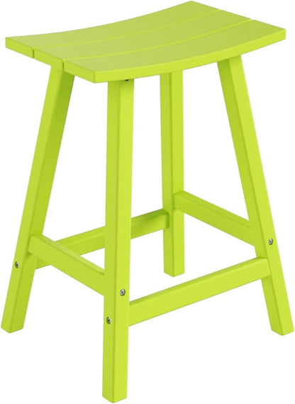 WestinTrends Malibu 24 Inch Outdoor Bar Stools, All Weather Resistant Poly Lumber Adirondack Counter Height Stools, Lime