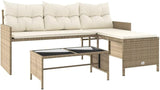 vidaXL L-Shaped Patio Sofa Set in Beige Poly Rattan – Outdoor 3-Seater Lounge with Table, Cushions & Washable Covers - Photo 1