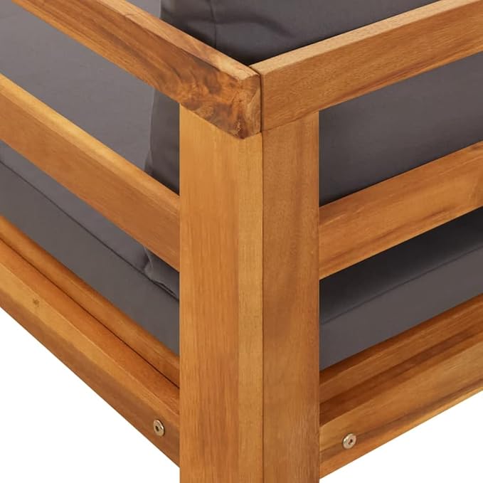 Sun Lounger with Dark Gray Cushions Solid Acacia Wood Outdoor Chairs Furniture Outdoor Patio Furniture Set Suitable for - Photo 9