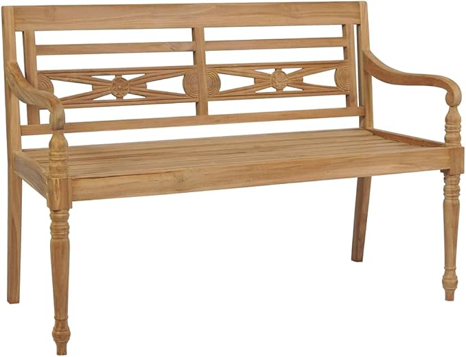 Batavia Bench,Wood Garden Bench Indoor/Outdoor Benches Patio Bench Suitable for Yards, patios, Gardens, Balconies and terraces with Anthracite Cushion 47.2" Solid Teak Wood