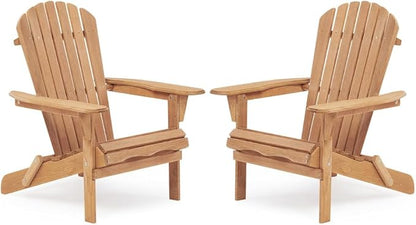Solid Cedar Wood Folding Adirondack Chair Set of 2 – Outdoor Lounge Patio Chairs for Garden, Lawn, Backyard, Deck – Durable & Comfortable (Adirondack Chair Set of 2-1)