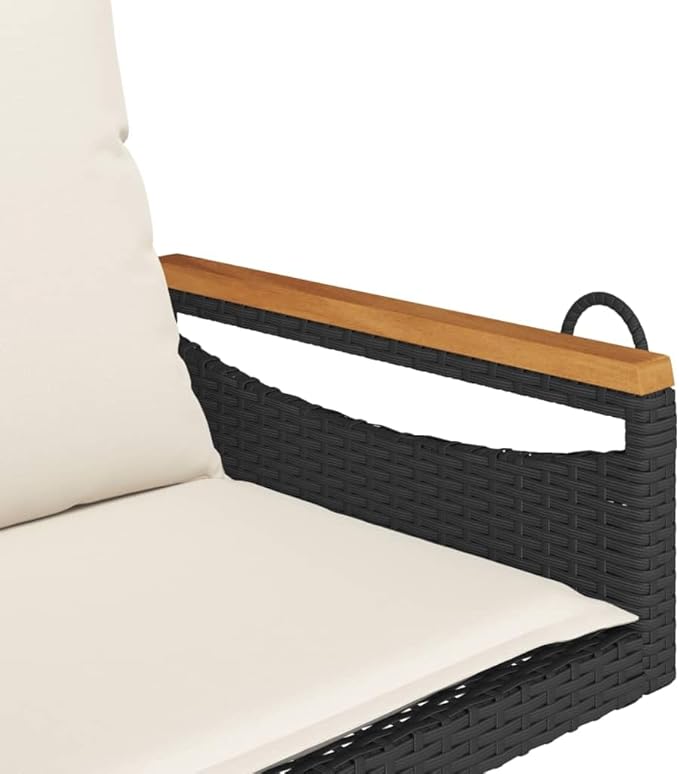 Outdoor Single Swing Chair with Cushions, Modern PE Rattan Hanging Bench Seat for Patio Garden Backyard Balcony - Photo 7