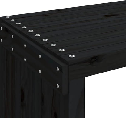 Patio Bench Extendable Black 83.7"x15.9"x17.7" Solid Wood Pine,Extendable Solid Pine Wood Garden Bench for Outdoor Patio Terrace Lawn Patio Furniture & Accessories