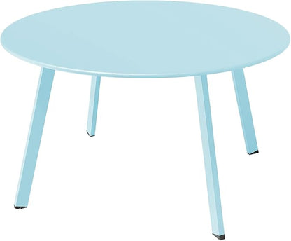 Grand patio Round Coffee Table, Weather Resistant Patio Side Table, Outdoor Round End Table with Square Feet, Great for Backyard, Patio, Deck, Blue