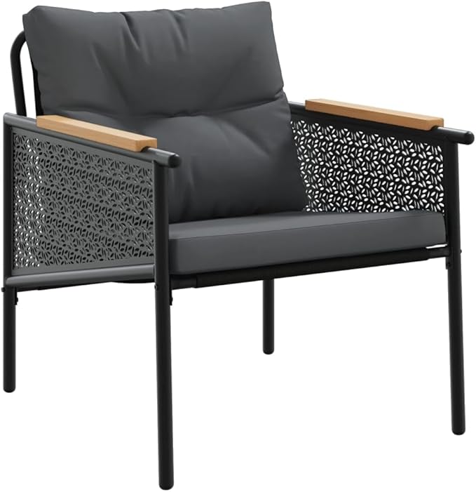 Outdoor Balcony Furniture Set, 2-Piece Patio Chairs with Cushions, Modern Metal Bistro Set for Backyard, Garden, Terrace - Photo 3