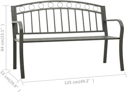 Garden Bench Outdoor Bench Patio Bench Cushions for Outdoor, Park, Yard, Entryway, Iron Metal Frame Furniture 49.2" Steel Gray-Fast delivchy