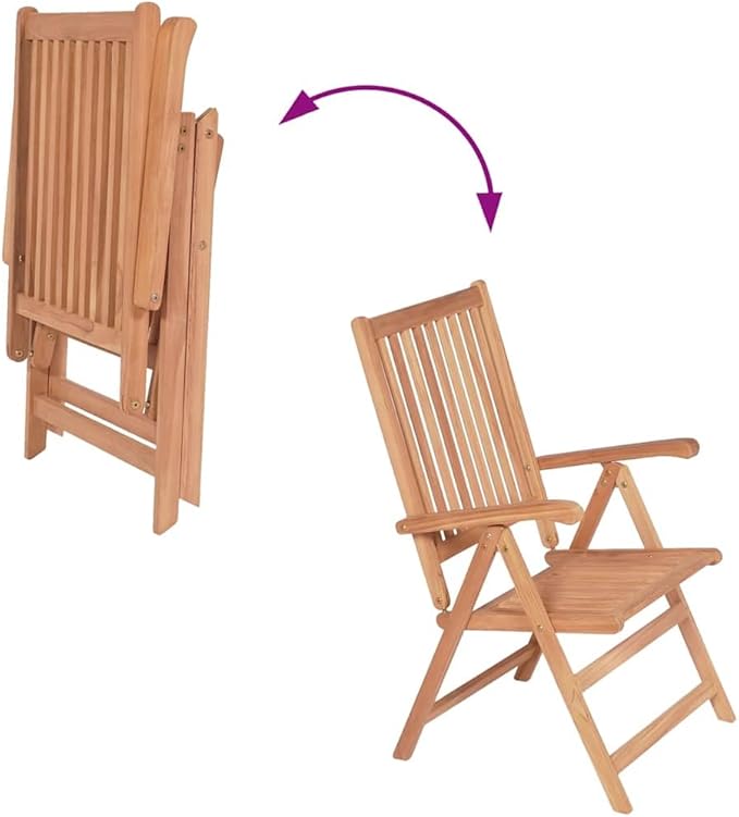 Teak Wood Reclining Patio Chairs Set of 2 - Photo 7