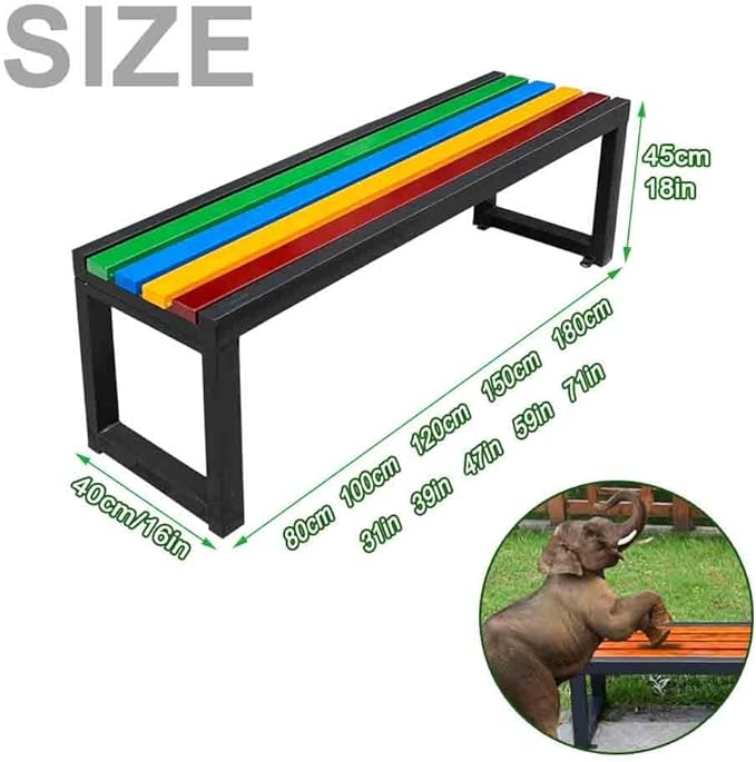 31" Outdoor Bench Weatherproof Patio Garden Benches Metal Backless Bench Seating 2-4 Person Slatted Chairs for Porch Patio Lawn and Backyard Black(Black,L-31)
