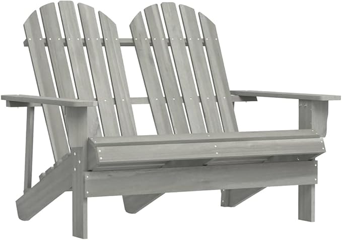 Grey Solid Fir Wood 2-Seater Garden Chair Durable Outdoor Furniture with Rustic Aesthetic and Weather-Resistant Material for Patio Relaxation